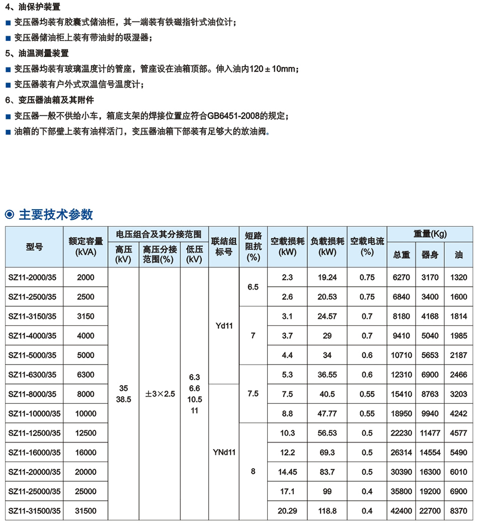 35kV級(ji)SZ係(xi)列(lie)雙(shuang)繞組(zu)油浸(jin)式有載(zai)調(diao)壓電力(li)變壓器